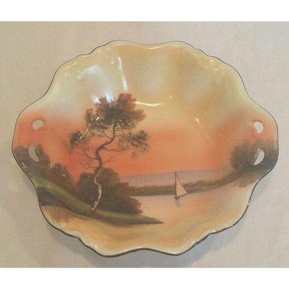 Vintage Noritake Trinket Dish Sunset Lake Japan - Picture 1 of 5
